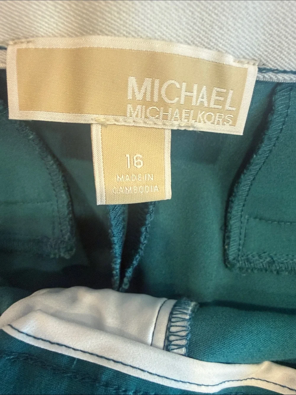 Michael Kors Teal Ankle-Length Cropped Pants